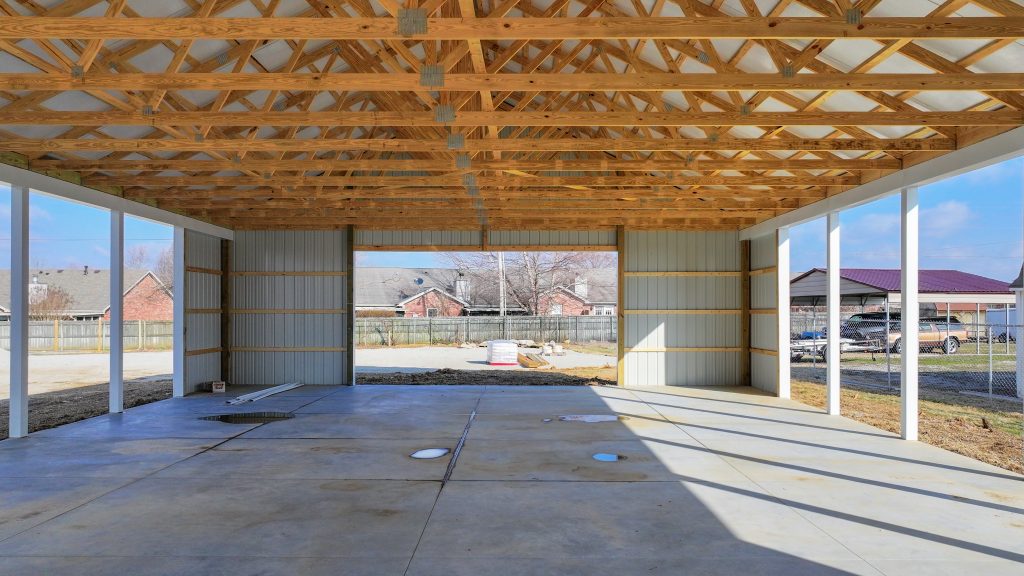 Interior of pole barn built by Triple J Builders