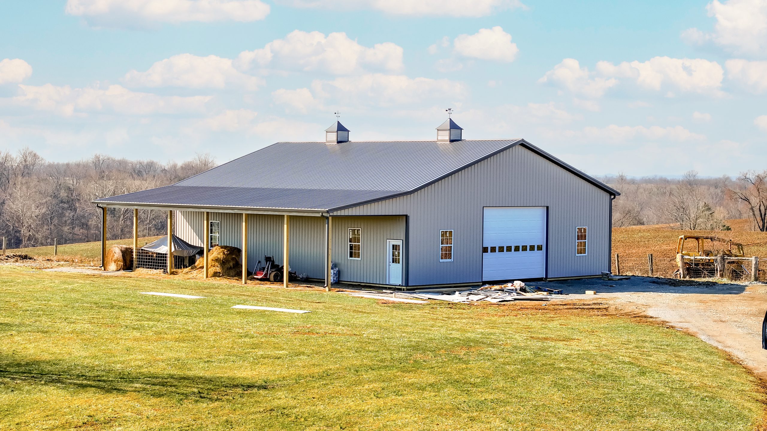Pole barn built for agricultural purposes.